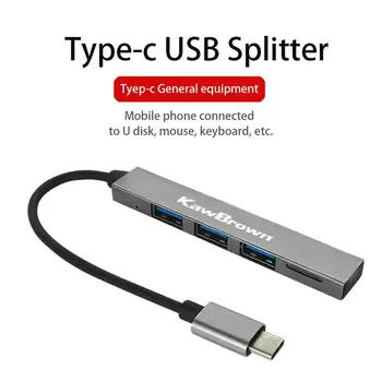 

4 in 1 Type-C Hub To USB 3.0 Magnesium Alloy Hub with TF Reader for Laptop