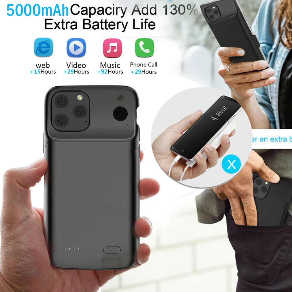 30#4800 mAh Чехол дополнительный аккумулятор телефон банк питания зарядная крышка для iphone 11 Pro Max 6,5 дюймов зарядное устройство крышка
