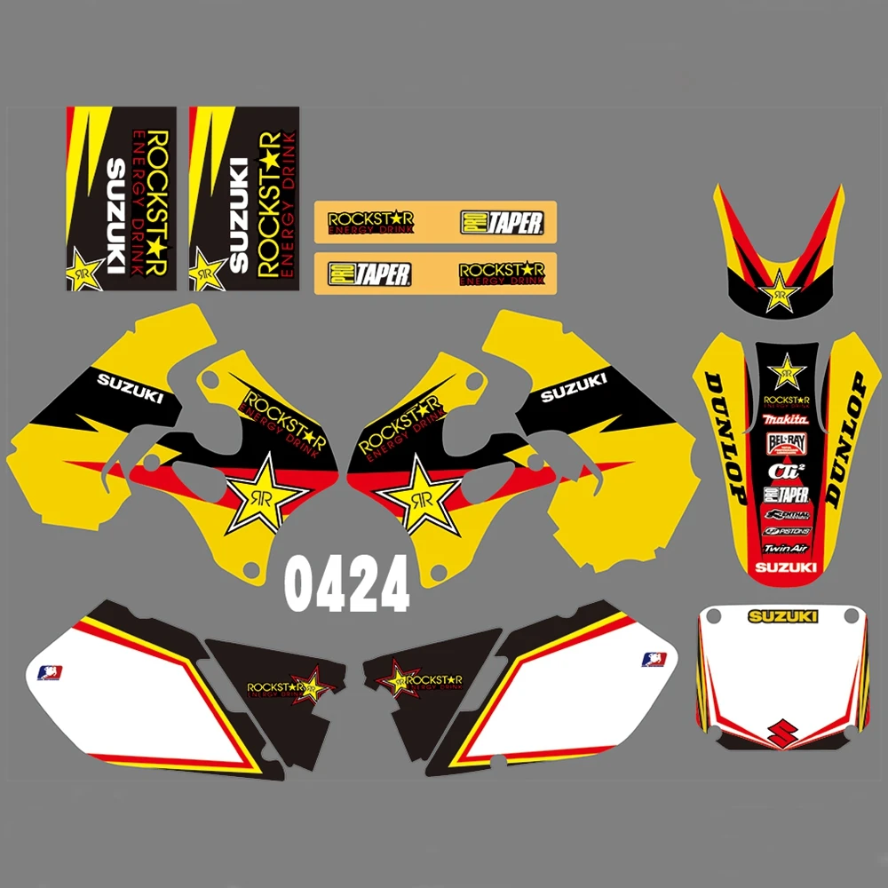 Для SUZUKI RM125 RM250 1996 1997 1998 Графика наклейки на заказ Номер Наименование лента 3M Полный мотоцикл Фоны аксессуары