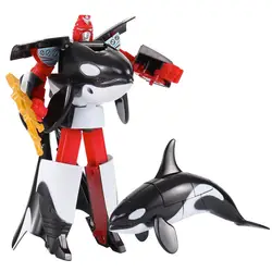 Трансформация Морская жизнь Робот Игрушки Killer Whale Dolphin Great White Shark деформация пластиковая фигурка для мальчиков детские игрушки