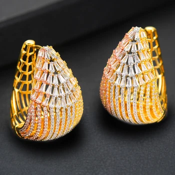 

SISCATHY 2019 Fashion Jewelry Charms Elegant Big Hoop indian Dubai Earrings For Women Luxury Cubic Zirconia Earrings серьги