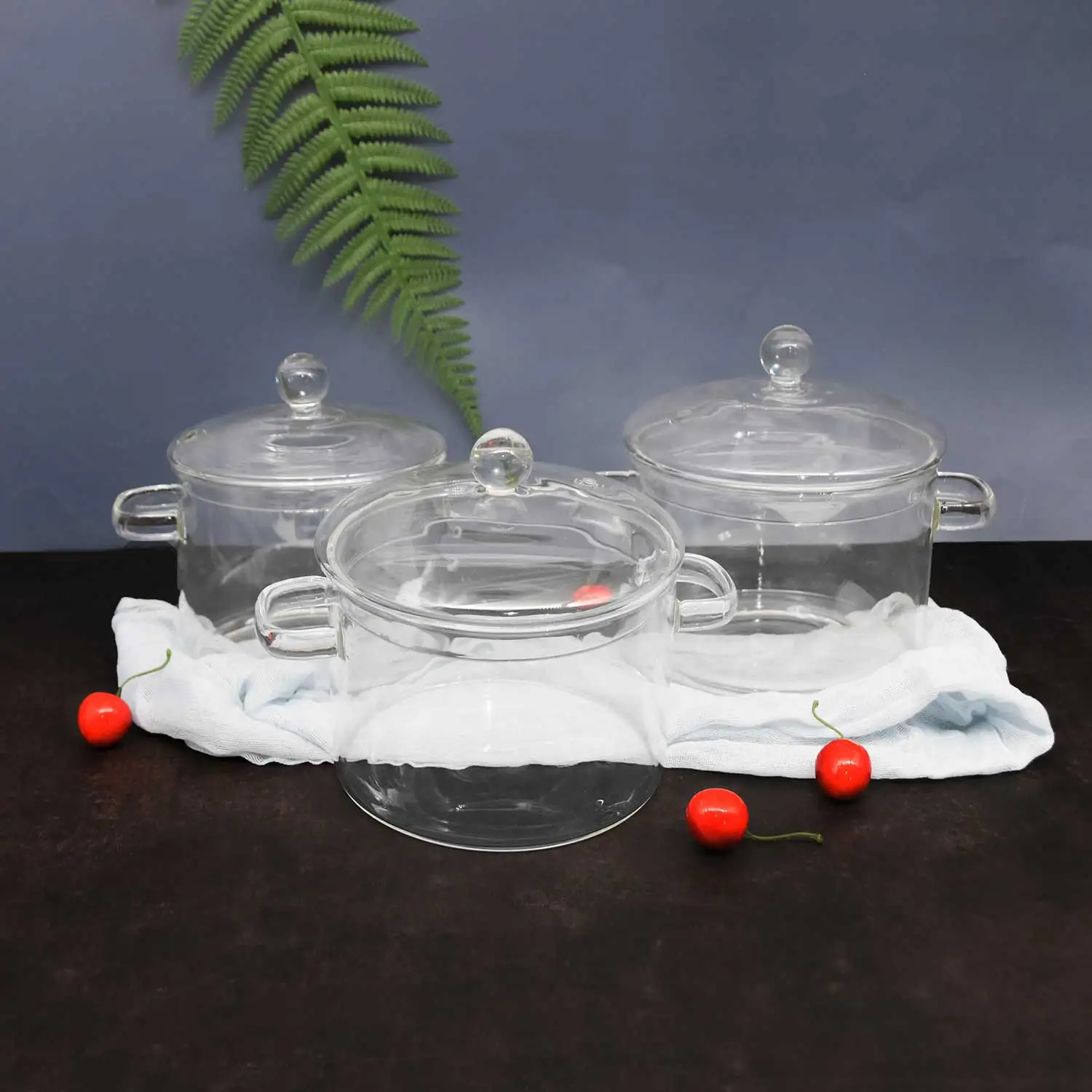 Kitchen Cookware Glass Pot with Lid Heat Resistant Pot Transparent