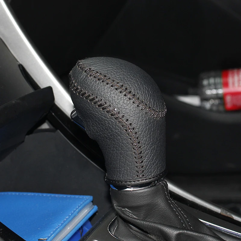 

Genuine Leather Gear Knob Cover For Hyundai Elantra AT Car Covers on The Gear Shift Knob Gear Stick Case PPC Gear Shift Collar