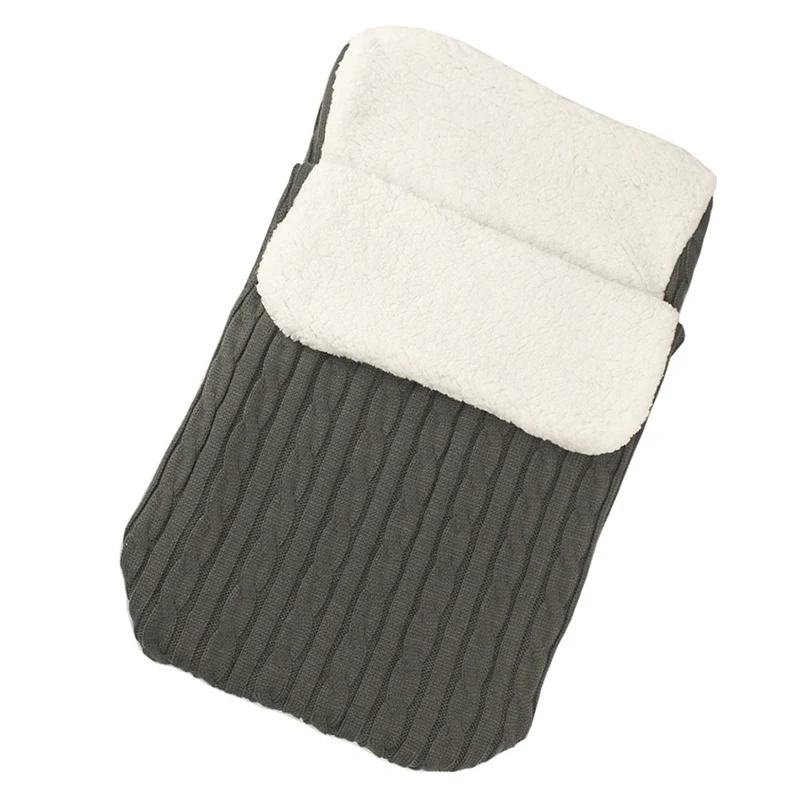 Winter baby stroller sleeping bag outdoor button baby knitted sleeping bag wool plus velvet thick quilt warm  sleeping bag 30D5 (1)