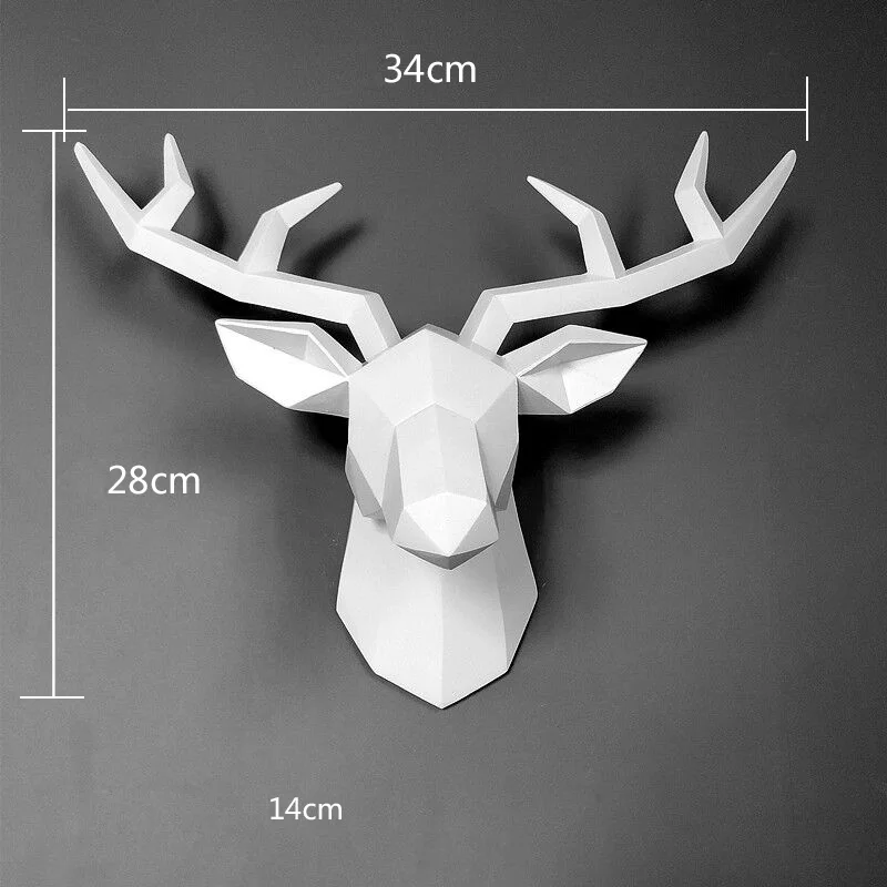 Home Decoration Accessories 3D Deer Statue Sculpture Wall Decor Animal Figurine 