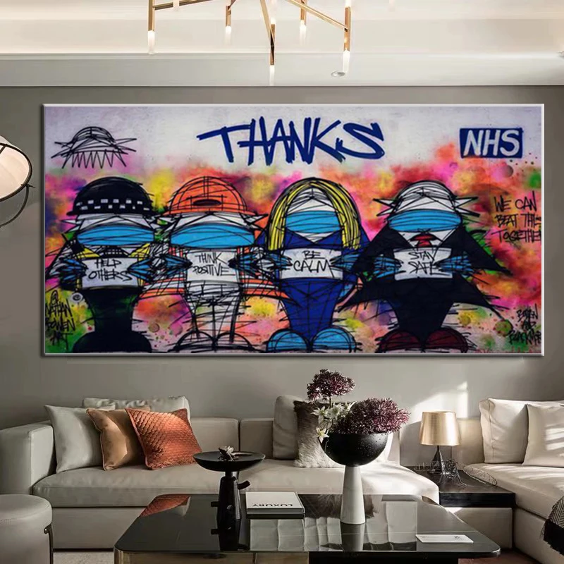 

Street Graffiti Art Poster A Thanks Print Canvas Painting Wall Art Cuadros Abstract Living Room Gallery Decoration Picture Mural