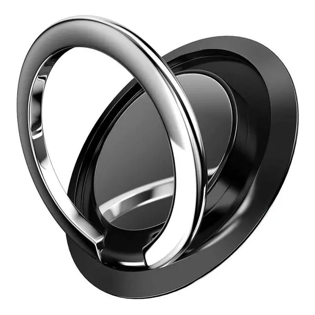 Luxury Rotatable Finger Ring Mobile Phone Holder Stand Grip for Universal Car Magnetic Mount Phone Back Sticker Pad Bracket A black