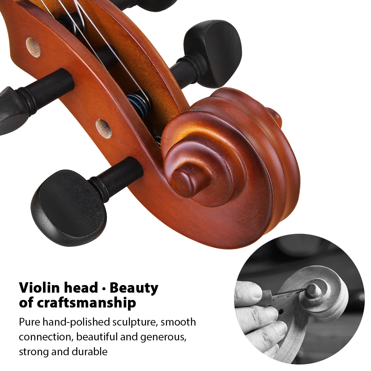 ammoon Matte Acoustic 4/4 Violin Fiddle White Pine Topboard Maple Backboard Sideboard Mahogany Bow with Carry Case