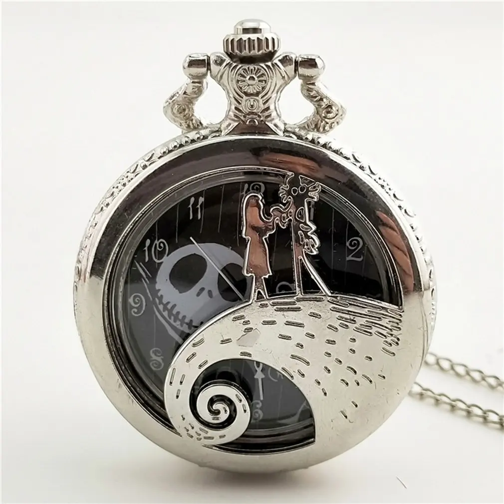 02 Christmas Night Carved Vintage Antique Round Dial Quartz Pocket Watch Necklace Pendant Clock for Mens Womens Best Gifts - Цвет: 02