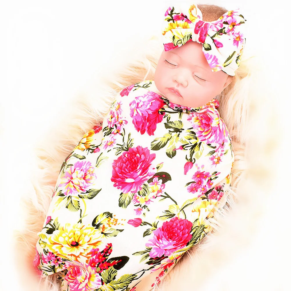 Одеяло для новорожденных и малышей, одеяло для пеленания девочек, мягкая хлопковая пеленка для сна, муслиновая повязка на голову с модным принтом