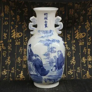 

China old porcelain painting Blue and white vase Figure Painting vase decoration home