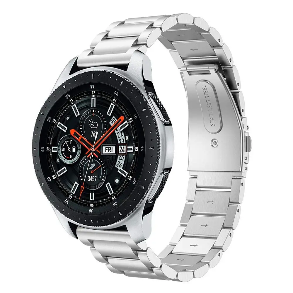 silver 22 мм ширина универсальный ремешок из нержавеющей стали для samsung Galaxy Watch 46 мм/gear S3 Classic/S3 Frontier ремешок для часов металлический браслет - Цвет ремешка: silver