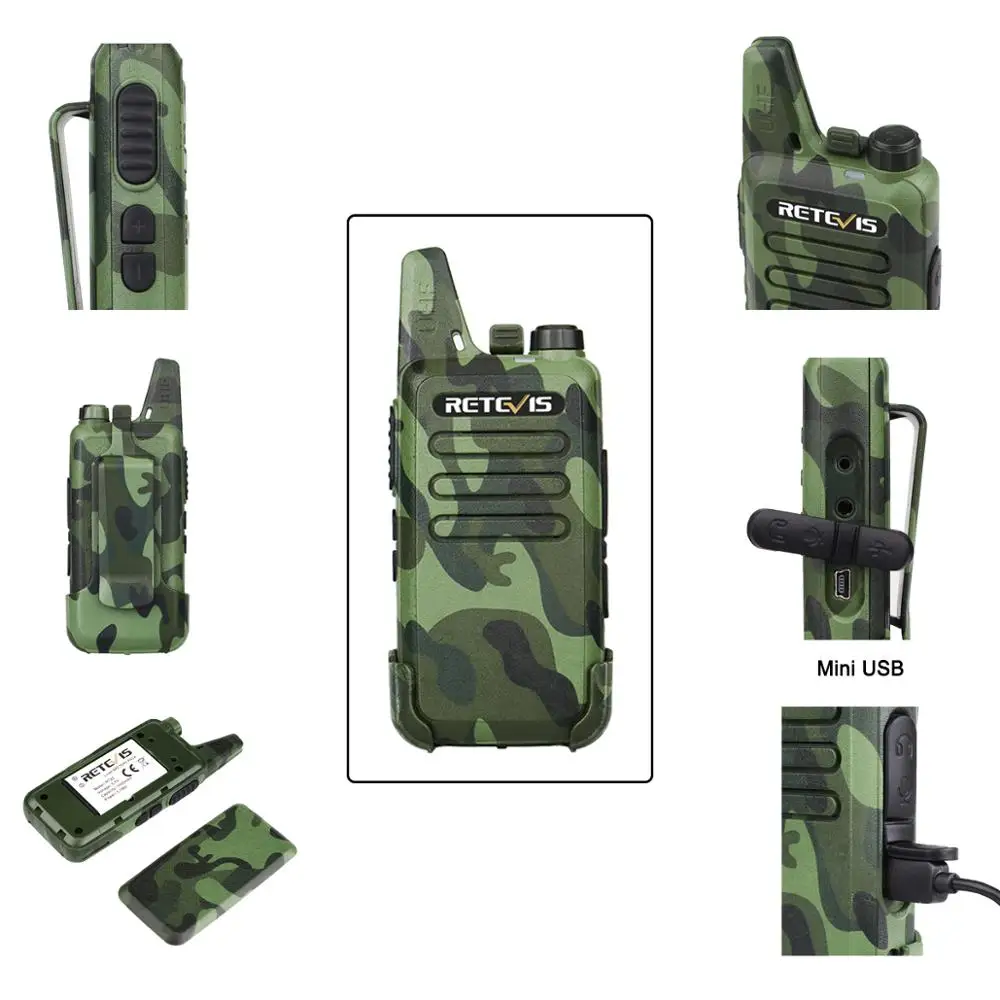 10pcs Camouflage Retevis RT22 Mini Walkie Talkie Radio Station 16CH UHF VOX Scan Squelch Two Way 5