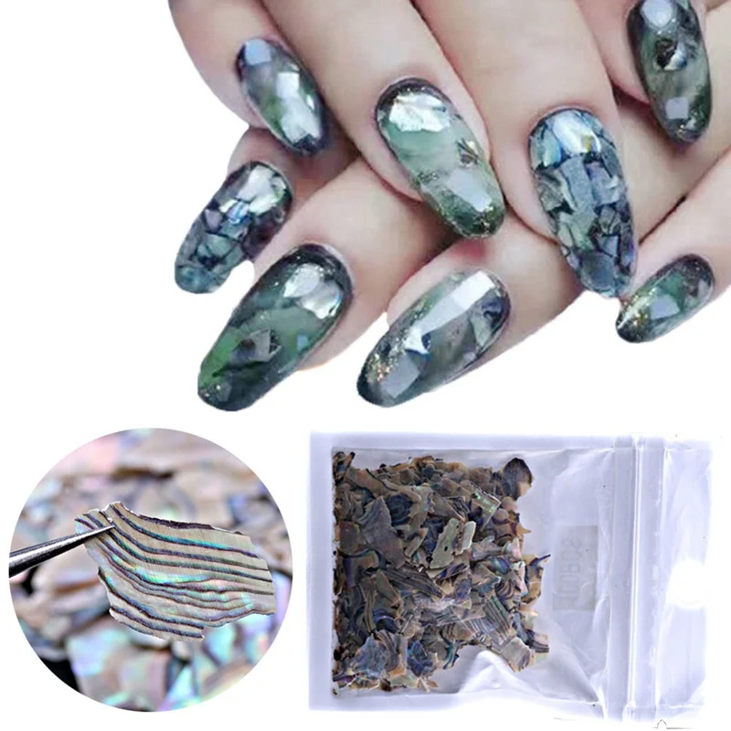 

1 Pack 3D DIY Colorful Pearl Light Natural Sea Shell Slices Particle Crushed Shell Manicure Nail Art Decor Manicure Tips Tools