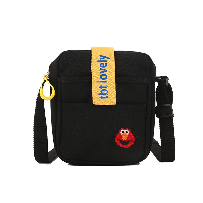 

Ougger Small Crossbody Cell Phone Shoulder Bag Women's Bags Preppy Style Black Canvas Flap Bag with Letter for Shopping