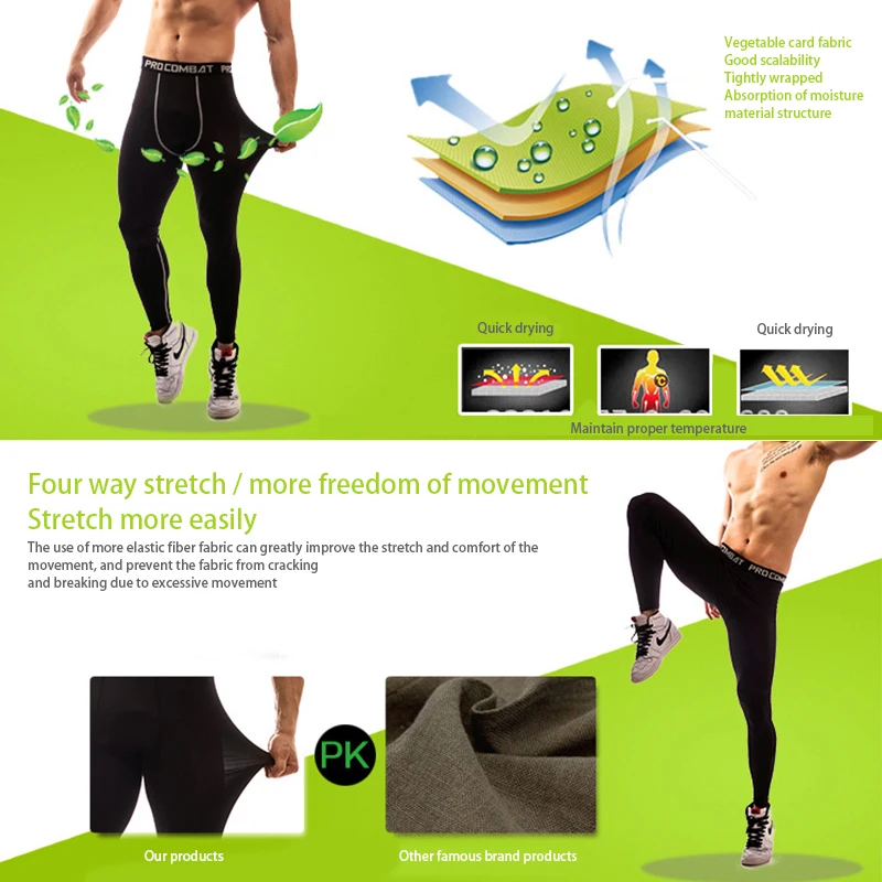 Compression Pants Mens Gym Leggings Sport Training Pants Men Running Tights Trousers Men Sportswear Dry Quick Fit Jogging