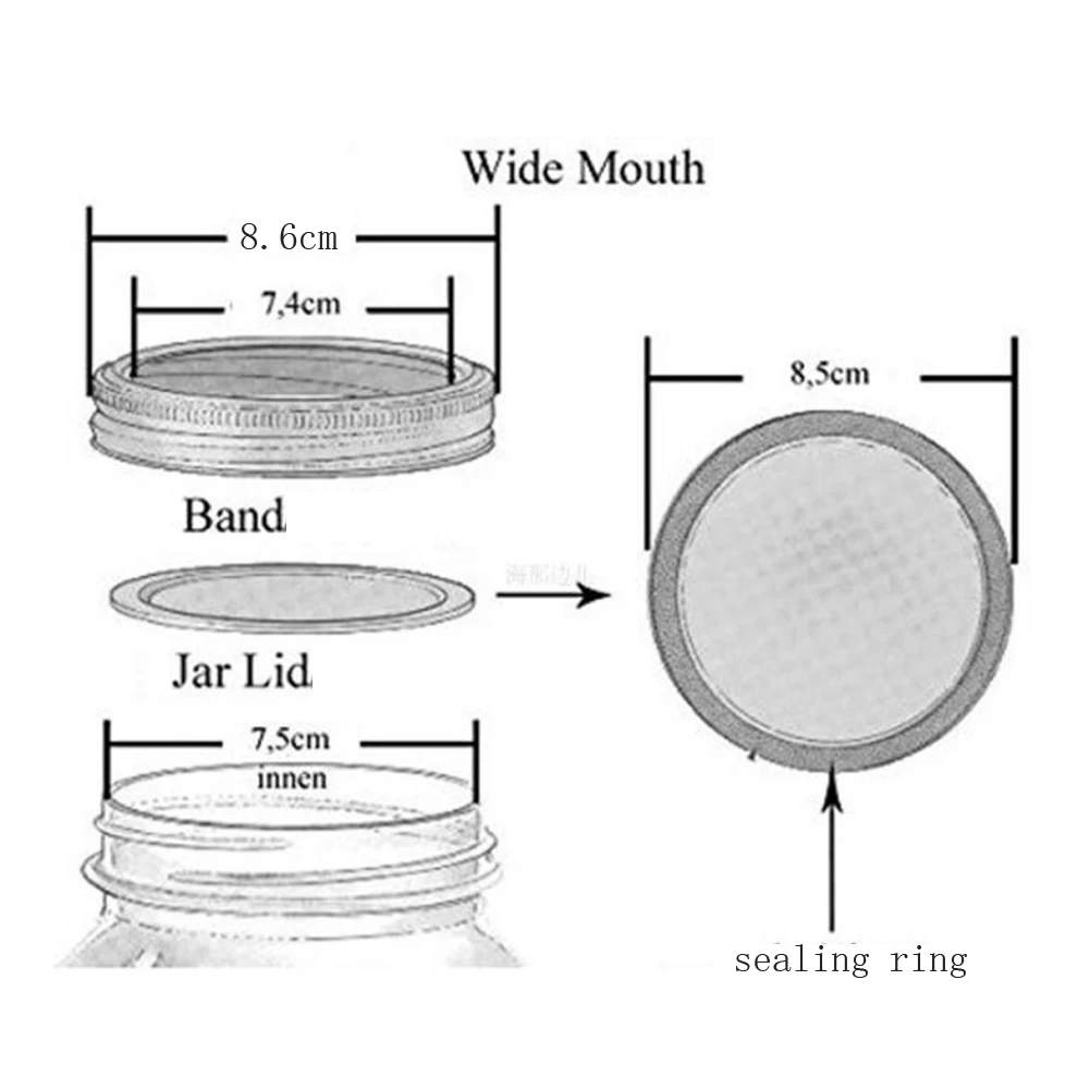 20pcs/10set 86mm Diameter Canning Glass Lids Split-Type Leak-proof for Mason Jar Canning Covers with Screw Bands Seal Ring