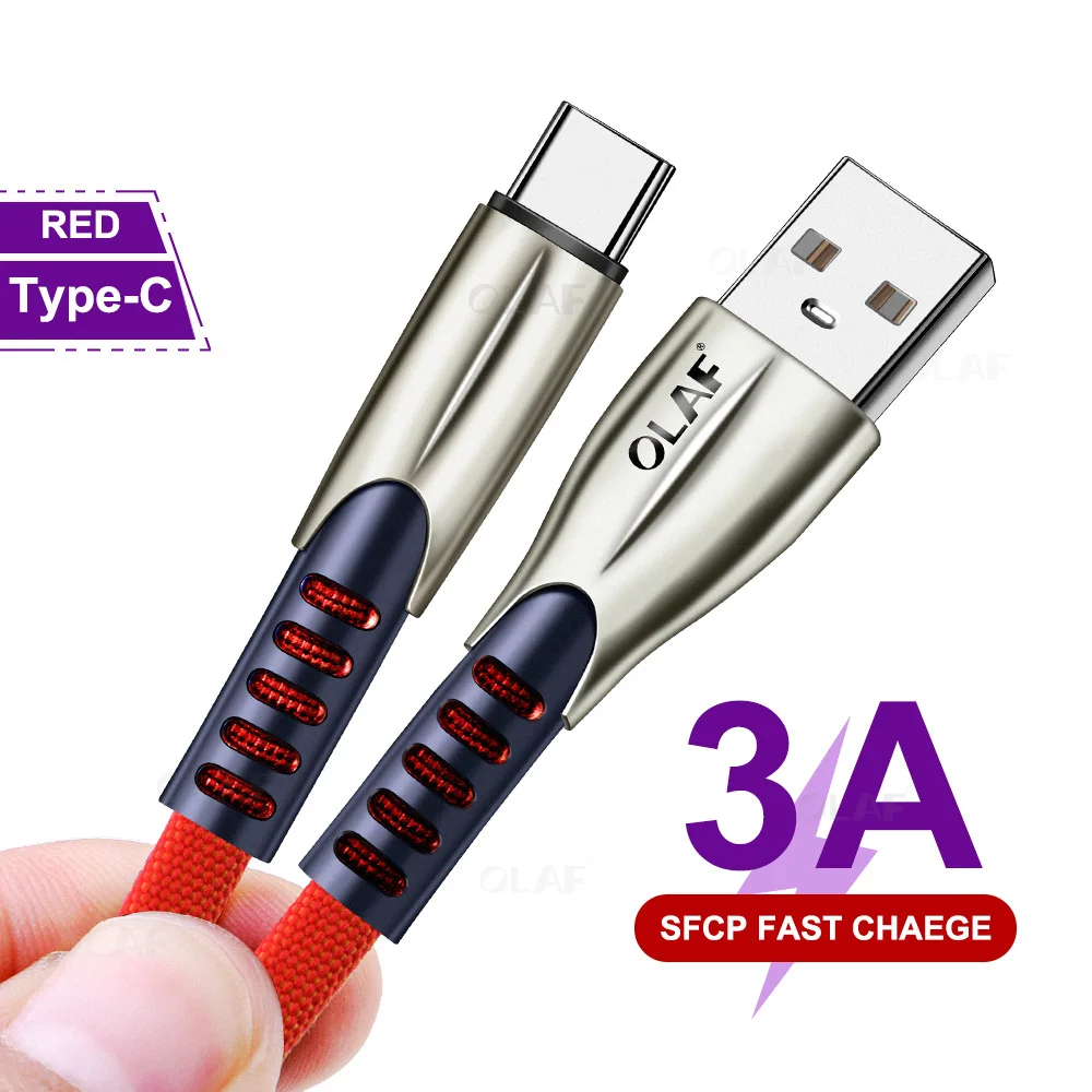 Олаф usb type-C кабель для samsung S9 S8 Быстрая зарядка 3,0 Быстрый type-C кабель USB C для мобильного телефона Xiaomi mi9 Redmi note 7 8 шнур