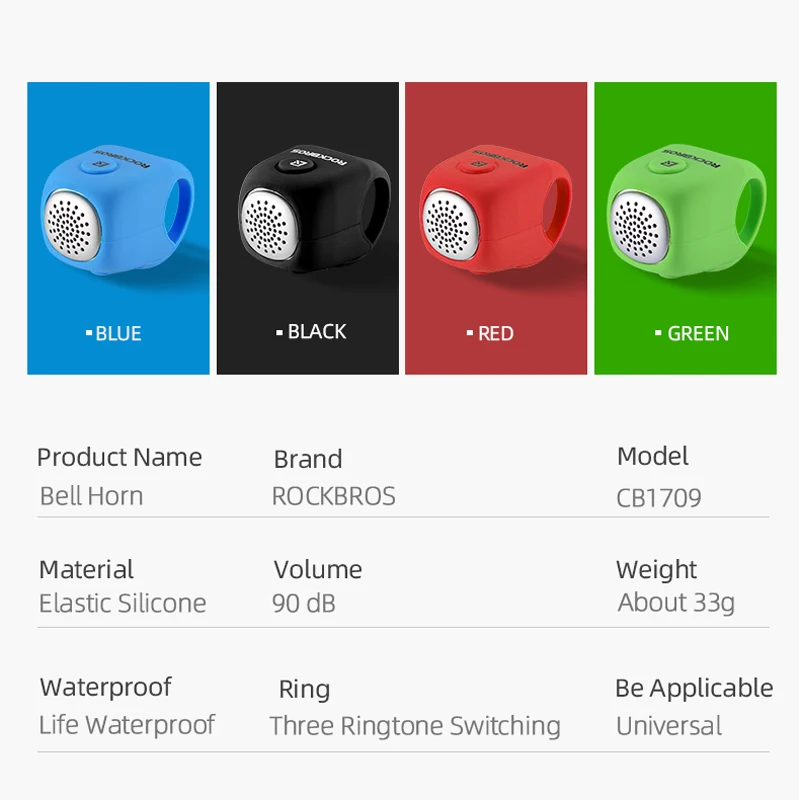 AmorModa Electric Cycling Bells 90 dB Horn Rainproof MTB Bicycle Handlebar Bell Silicone material Shell Ring Bell Bicycle Accessories