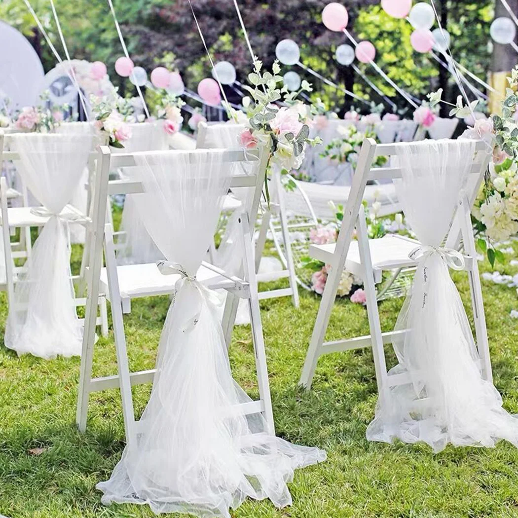 

Gauze Chair Cover Creative Decorative Chair Sash Chair Back Decor for Wedding
