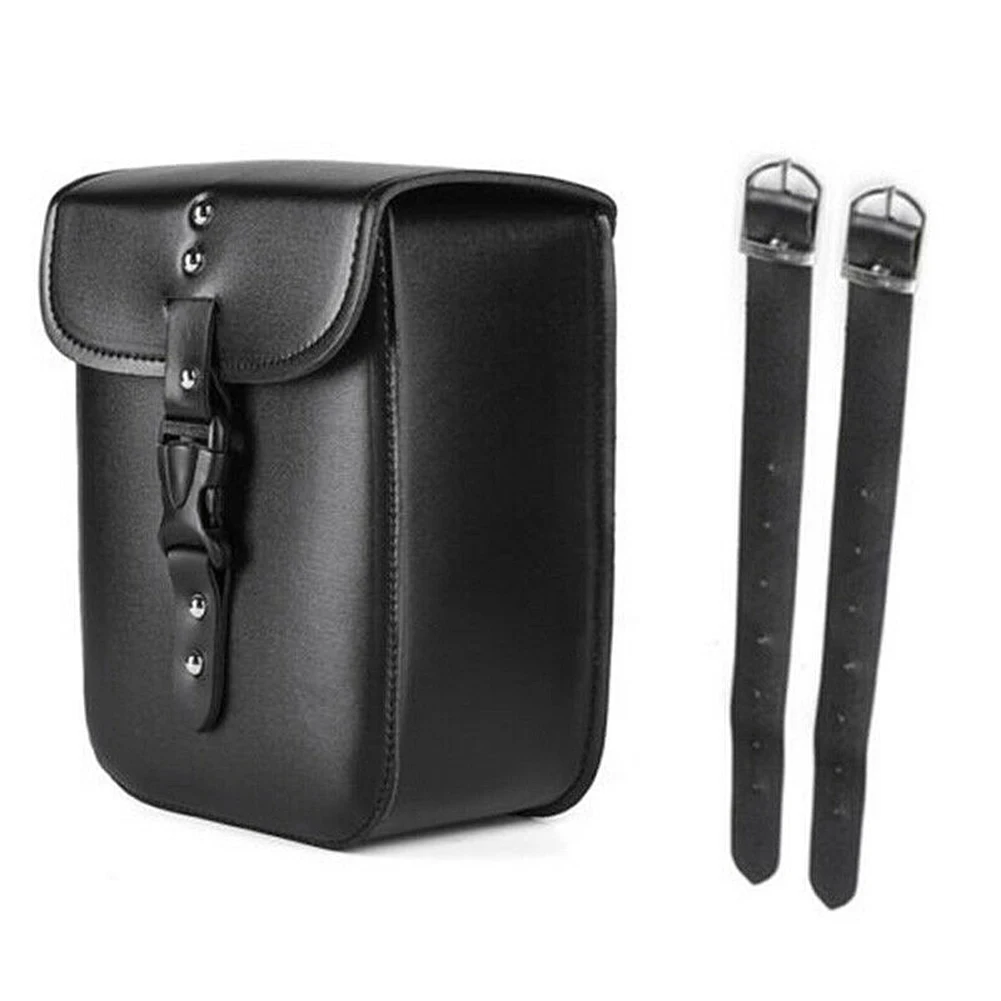 

Motorcycle Saddle Bag Leather Waterproof Motorbike Bag Storage Tool Box Pouch Side Case Black