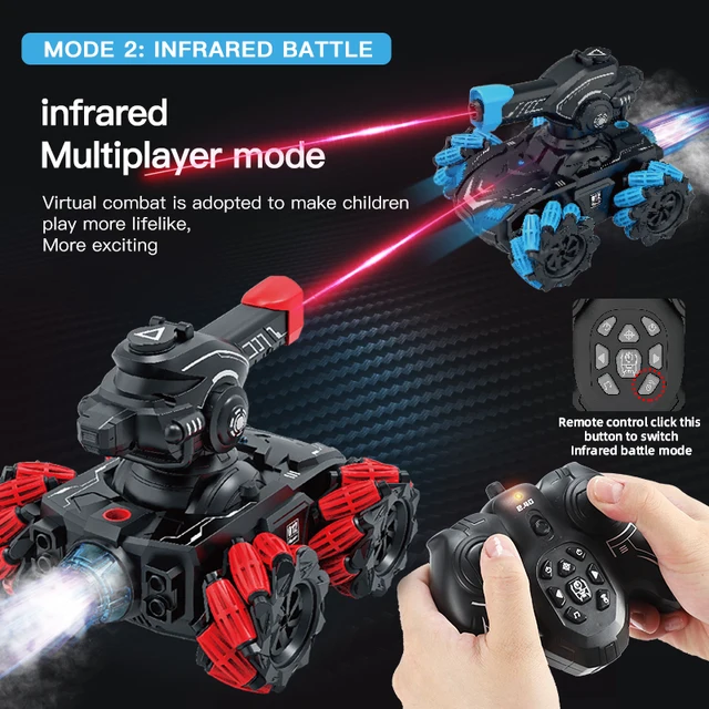 Kids Infrared Battle Remote Control Tank Toy Boy With Headlights Music Spray Stunt Drift Tank Remote Control Toy Birthday Gift 6
