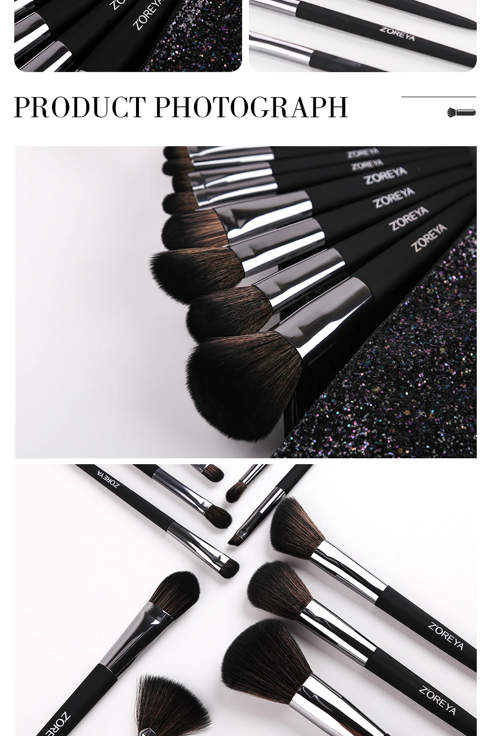 ZOREYA Makeup Brush Set 10pcs Cosmetic Brush Powder Foundation Blush and Eye Brushes