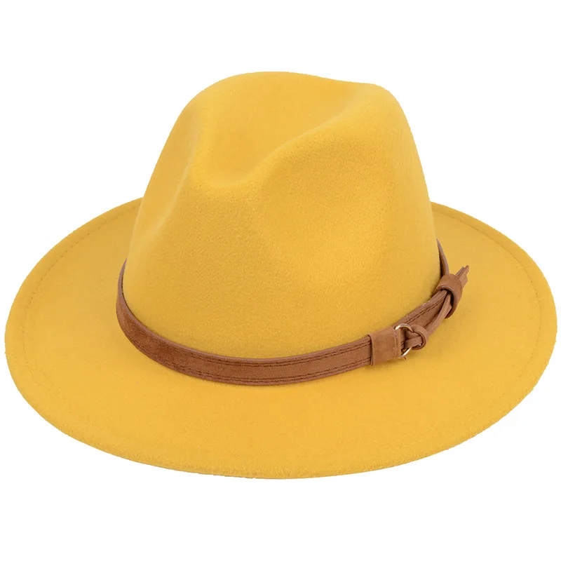 Новые модные женские туфли Для мужчин шляпа с широкими полями Outback шляпа Панама джазовая, шляпа фетровая Шапки ковбойская шляпа цвет: черный, синий, красный, желтый, розовый