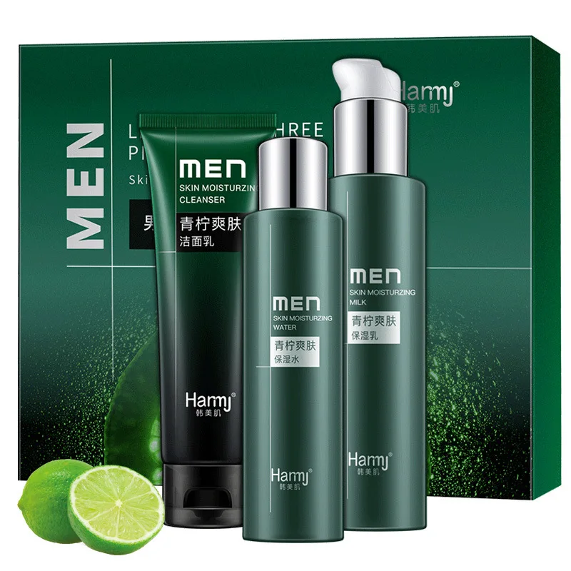 

Han natural detox ji Men Lime Oil-control Moisturizing Skin Care Set Face-wash Moisturizing Skin Care Products 3 Pieces Men's Wh