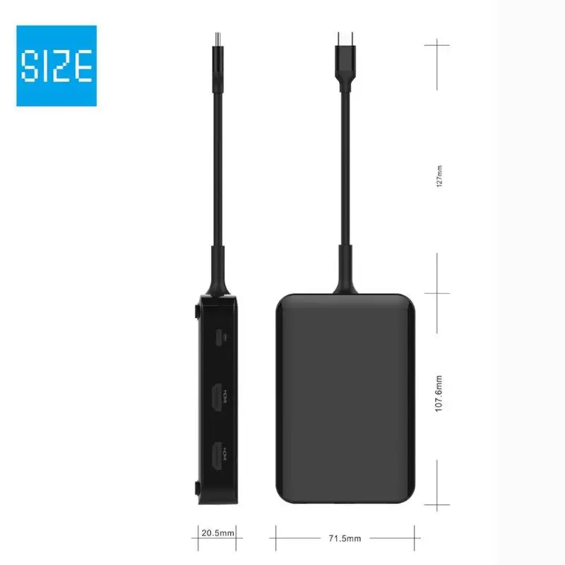 9 в 1 тип-c концентратор адаптер type C для PD док-станции 2 USB 3,0 порт 4K HDMI 1080P VGA RJ45 TF слот для карт 3,5 мм аудио разъем для Macbook Pro