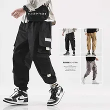 Хип-хоп Уличный сверхразмерный M-5XL, мужские брюки в стиле Харадзюку, Pantalon Homme, повседневные брюки-карго, брюки для бега, мужская одежда с большими карманами
