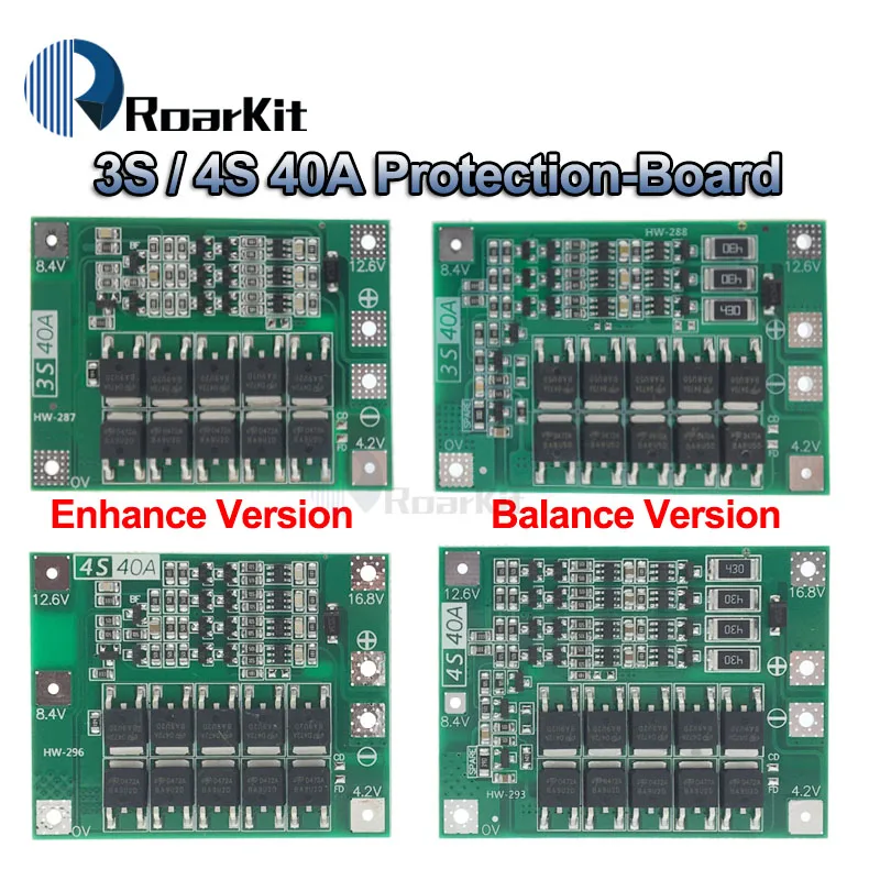 3S/4S 40A 60A Li-ion Lithium Battery Protection Board 18650 PCB BMS For Drill Motor 11.1V 12.6V/14.8V 16.8V Enhance/Balance