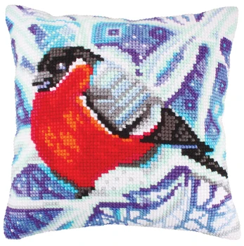 

Latch Hook Cushion Yarn for Cushion Cover Animal Red Bird Pillow Case Home Decorative Sofa Cushion Printed Canvas Pillow