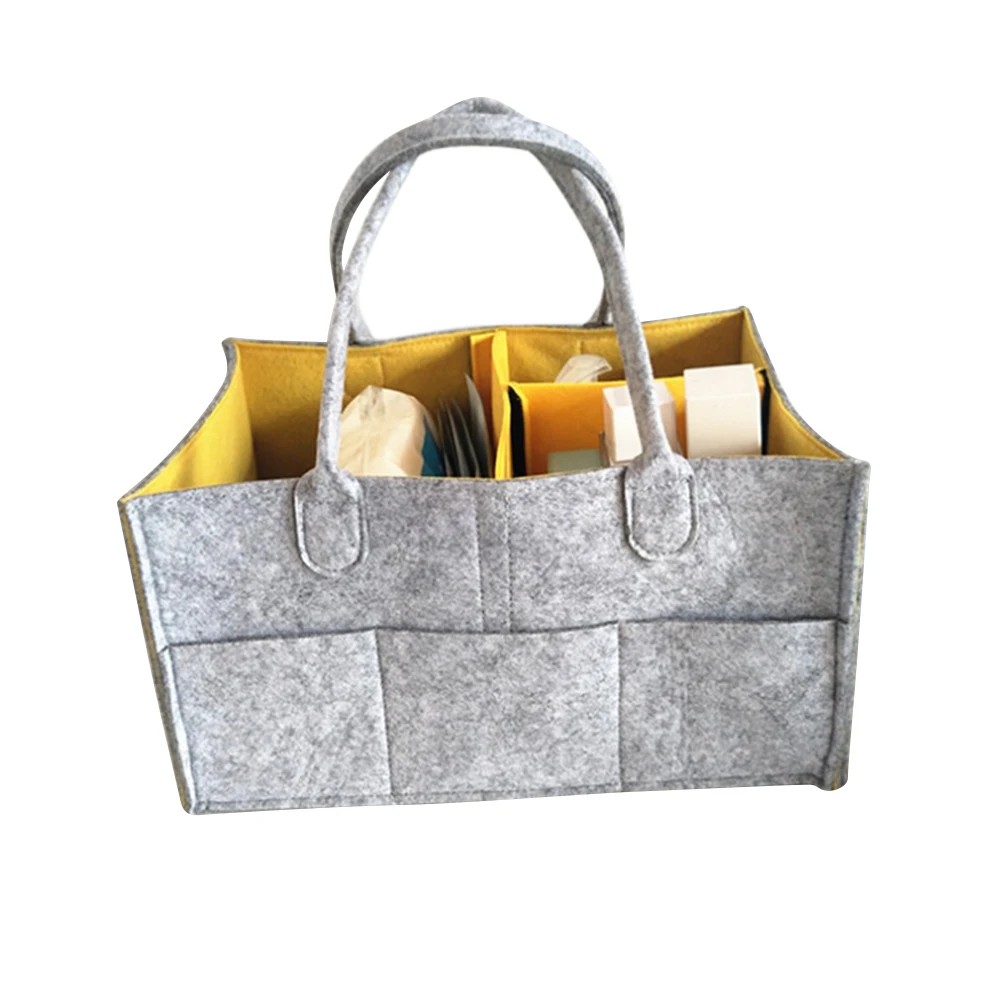 yellow 35-25-18cm CYSINCOS сумка для хранения из войлочной ткани, складная детская сумка для пеленок большого размера, пеленальный столик, органайзер, корзина для хранения игрушек, автомобильный Органайзер - Цвет: yellow 35-25-18cm