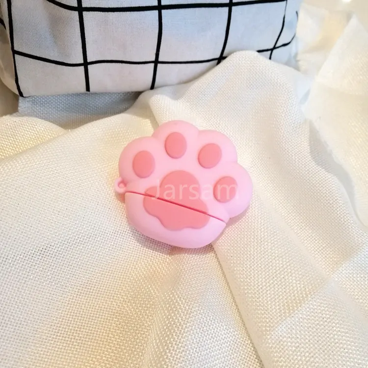 3D Pink cat claw Чехол для Airpods, силиконовый чехол с рисунком для Apple Air pods, милый чехол для наушников, 3D чехол для наушников, аксессуары для наушников - Цвет: 3D Pink cat claw