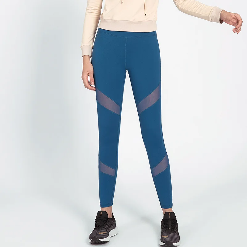 Energy Seamless Sports Fitness Tights Ladies Gym Workout Yoga Pants Mesh Gauze Stitching High Waist Tight Belly Control Pants