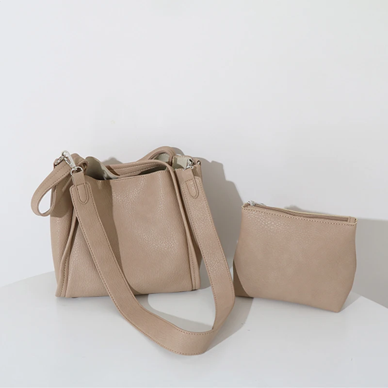 Casual Basket Handbags Women Designer Large Capacity Shoulder Bags Luxury Matte Pu Leather Crossbody Bags Big Bucket Bag Purses