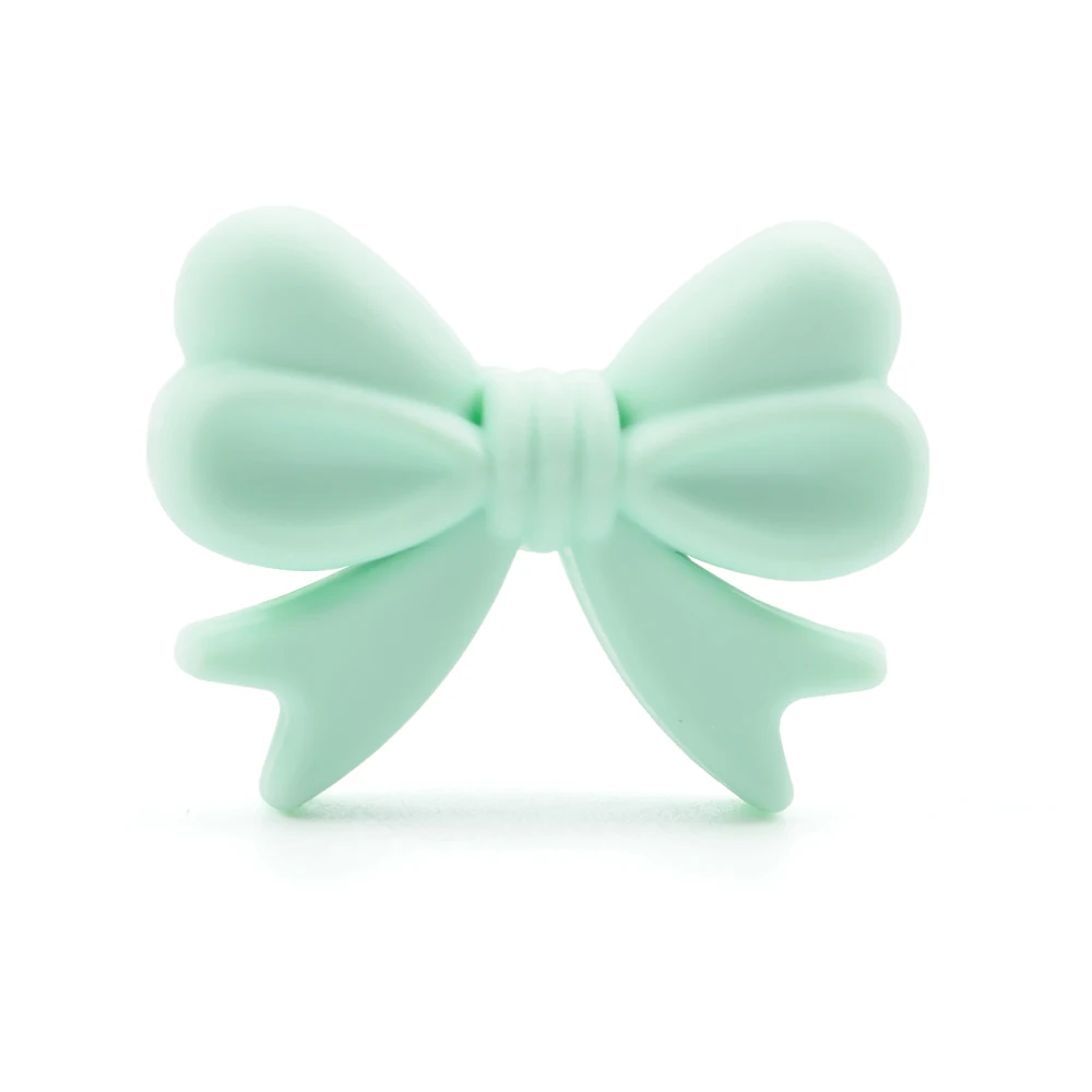 mint LOFCA 5 шт. силиконовые бусины с бантом DIY пищевой силиконовый прорезывающий сосок милый силиконовый Прорезыватель держатель аксессуары - Цвет: mint
