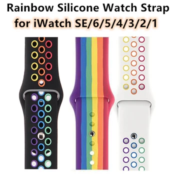 

Pride Edition Sport Band Rainbow Silicone Watch Strap for Apple Watch SE Series 6 5 4 40 44mm TPU WristBand for iWatch 3 2 1