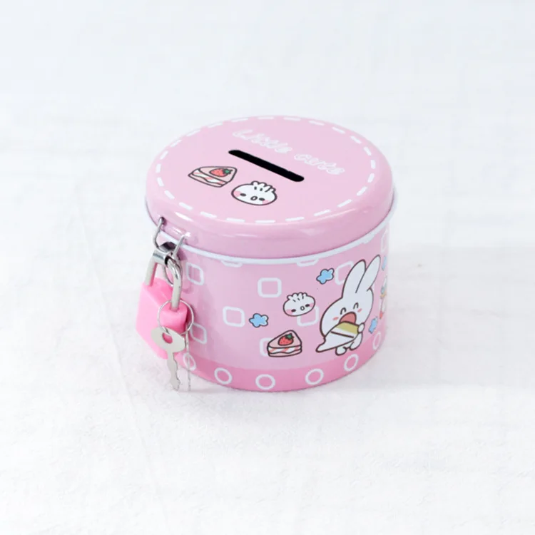 Mini Circle Cartoon Money Box Creative Korean Version Tinplate Money Box Kindergarten Children Holiday Gifts Iron Box