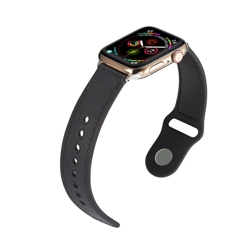 Кожаный чехол+ Силиконовый ремешок для apple watch band 44 мм 40 мм Натуральная Кожа наручных часов iwatch, 42 мм, 38 мм, ремешок для наручных часов apple watch 5/4/3/2/1 браслет