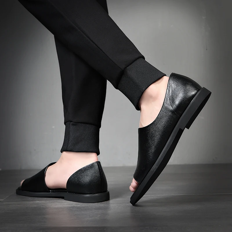 2020 Flip Flops Men Man Male Black Summer Beach Leather Home Indoor Slippers Outdoor Mens Slides Sandals Shoes Chanclas Hombre