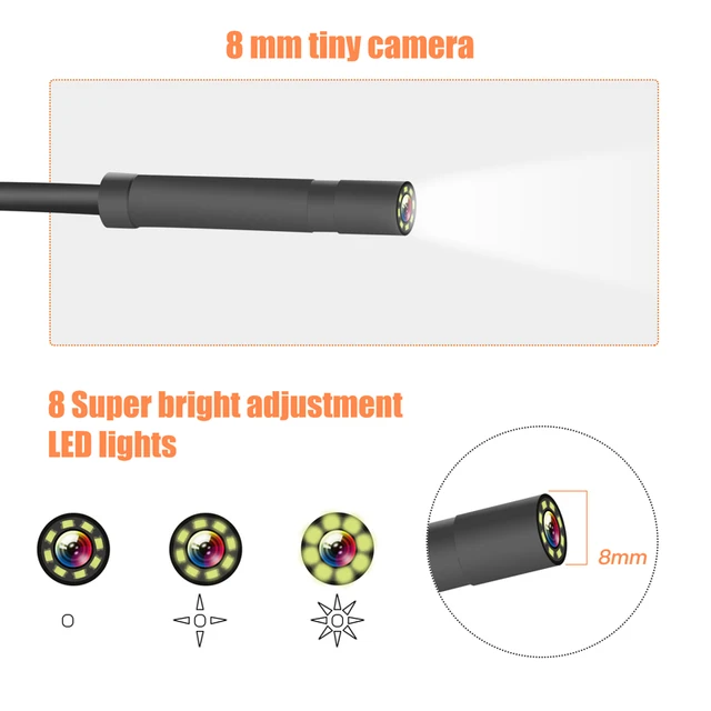 DDENDOCAM Endoscope Industriel, Camera Endoscopique 1080P HD, Camera  d'Inspection Canalisation, Écran HD 4,3 Pouces, Lumières LED 8, Câble  Semi-Rigide 5M, Carte TF 32G (5M) : : Auto et Moto