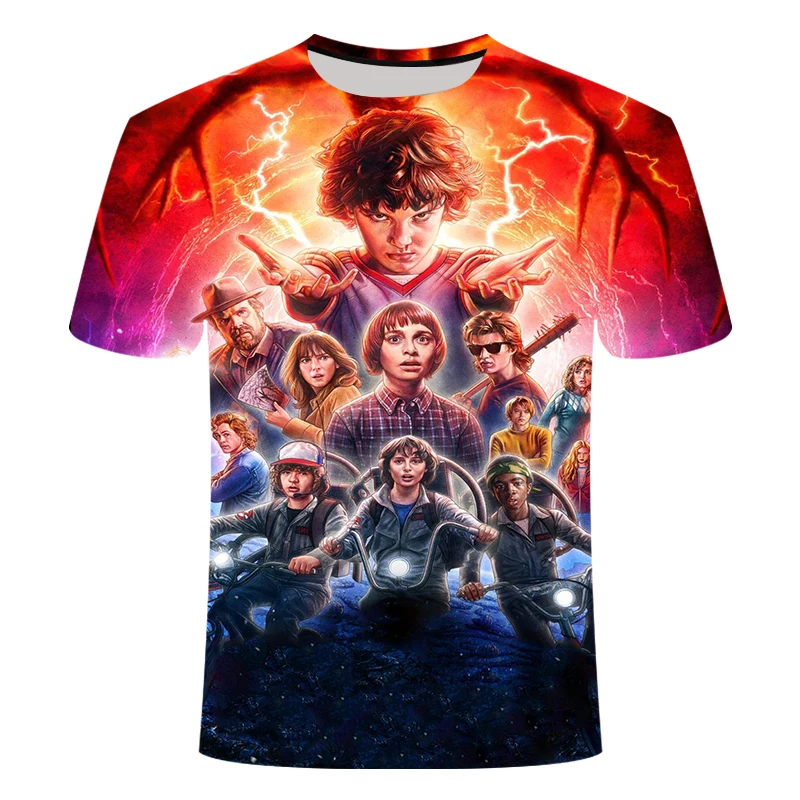 

Novelty 3D printed t shirt Stranger Things series 3 t-shirt men children's Short sleeve Tops Hot Tv series Camiseta tshirt gym