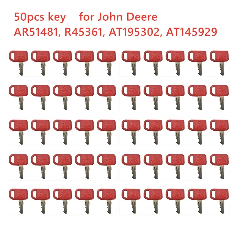 (50) KEY AR51481 For John Deere Heavy Construction Equipment Ignition Keys AT195302, AT145929