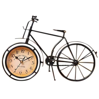 

Antique Crafts Retro Vintage Style Bicycle Desk & Shelf Clock Modern Home Office Decoration Tabletop Display Ornament