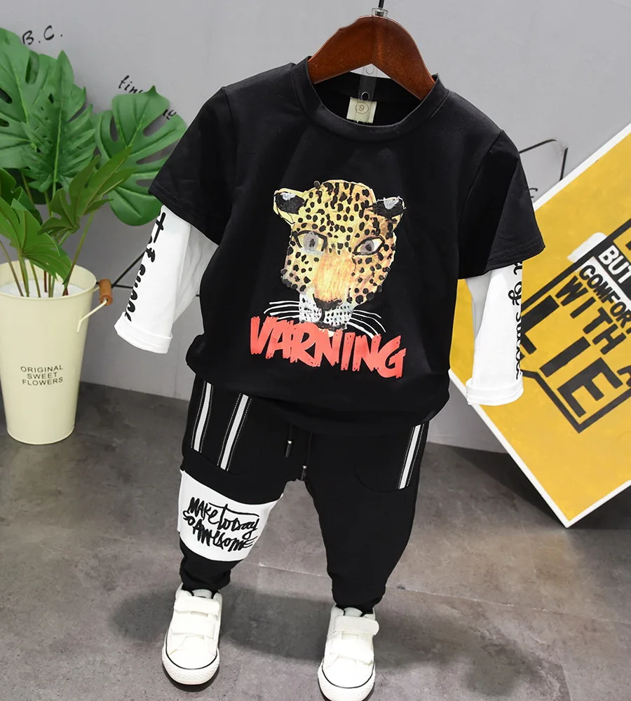 Весенне-осенние комплекты одежды для маленьких мальчиков и девочек комплекты одежды для младенцев Повседневная Спортивная футболка и штаны комплекты детской одежды для детей от 2 до 6 лет