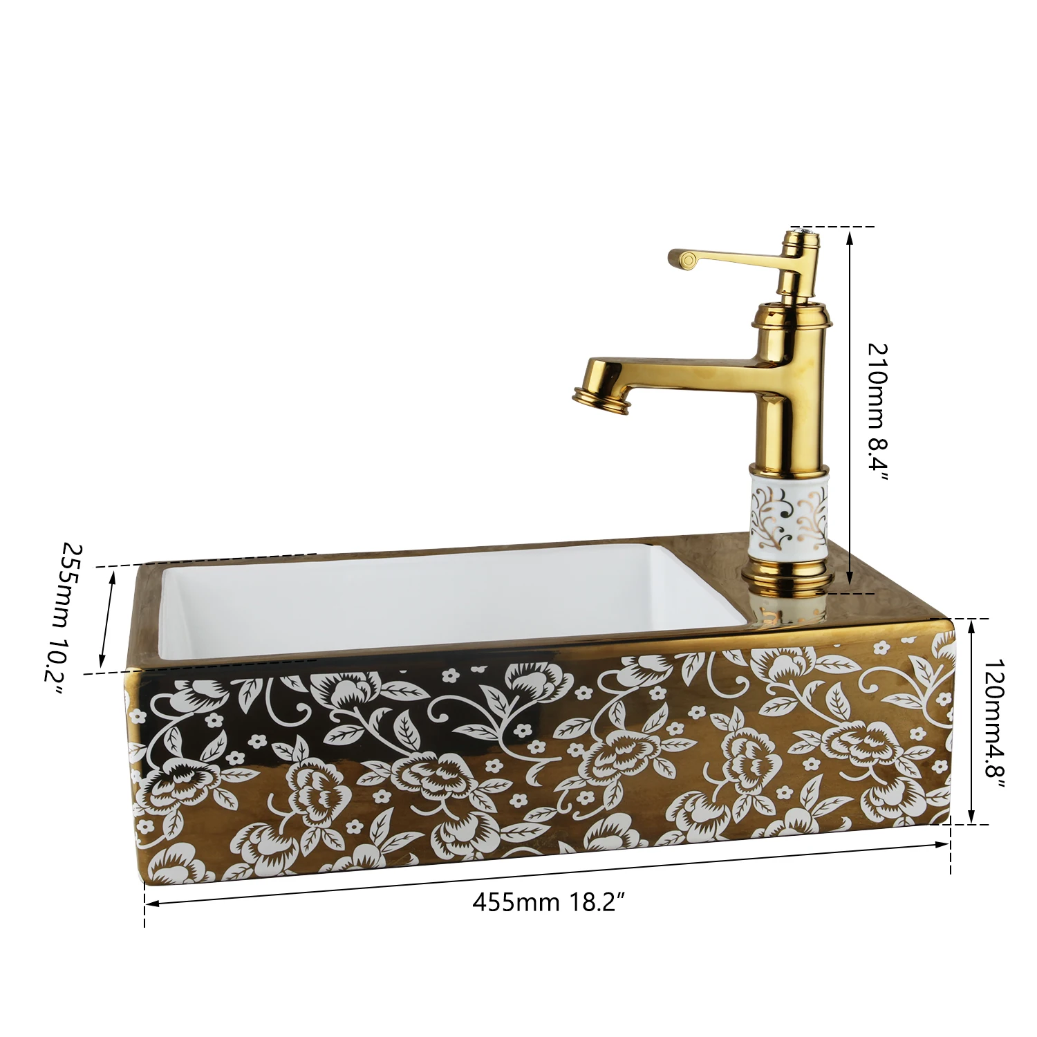 Monite золотистого цвета, полированный керамический умывальник, раковина для ванной, смеситель из латуни