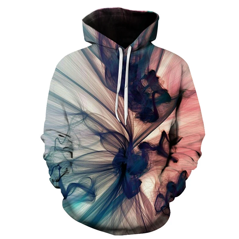 Color smog 3D printing hoodies autumn latest Men Women casual long-sleeved pocket hooded sweatshirts mens loose baseball uniform