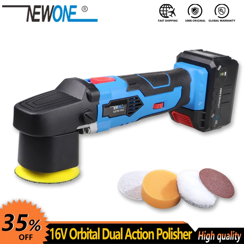 NEWONE 16V Dual Action Orbital Polisher DA Car Polishing Tool Variable Speed Sander Buffing Waxing Machine Sanding Pad NEWONE